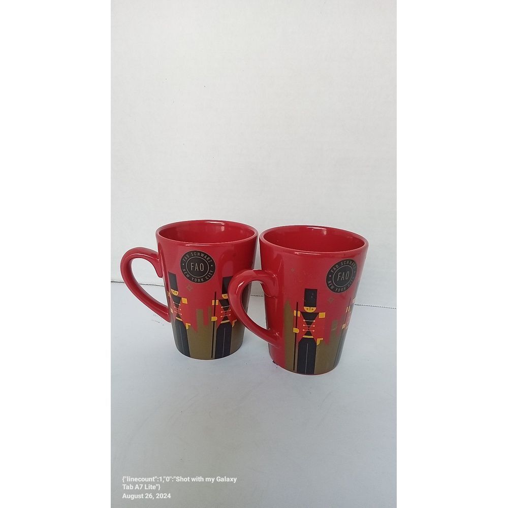 Festive Red Nutcracker Christmas Coffee Mugs Set of 2‎ Holiday Ceramic Cups